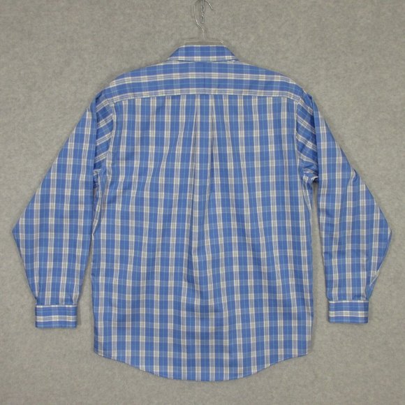 L L Bean Men's Button Up Shirt Long Sleeve Traditional Fit Blue Plaid Medium - Picture 2 of 5